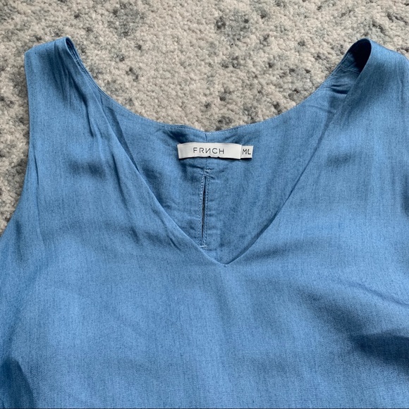 FRNCH CHAMBRAY BLUE DRESS WITH FLOUNCE - Picture 6 of 6